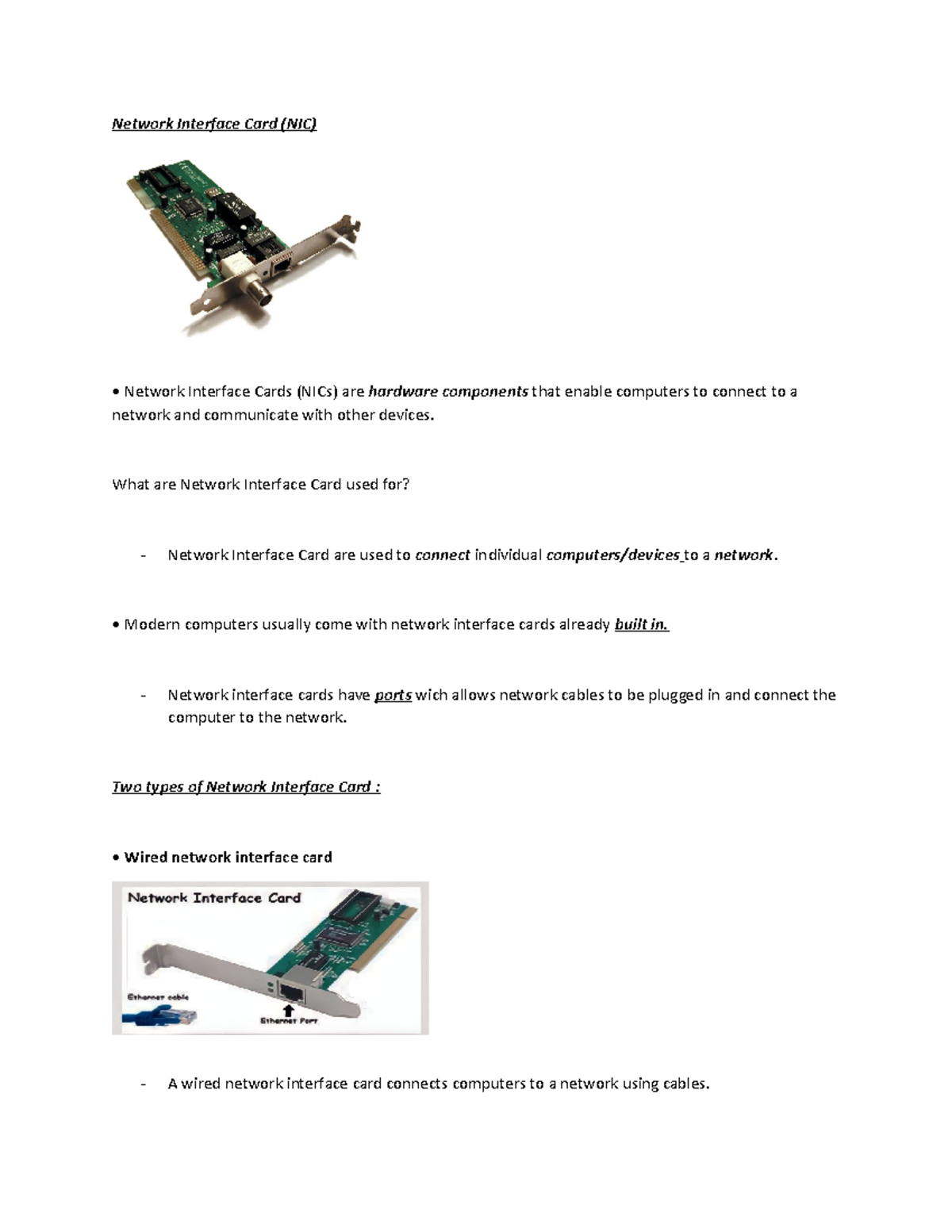 TLEICT My Report Network Interface Card (NIC) Network Interface