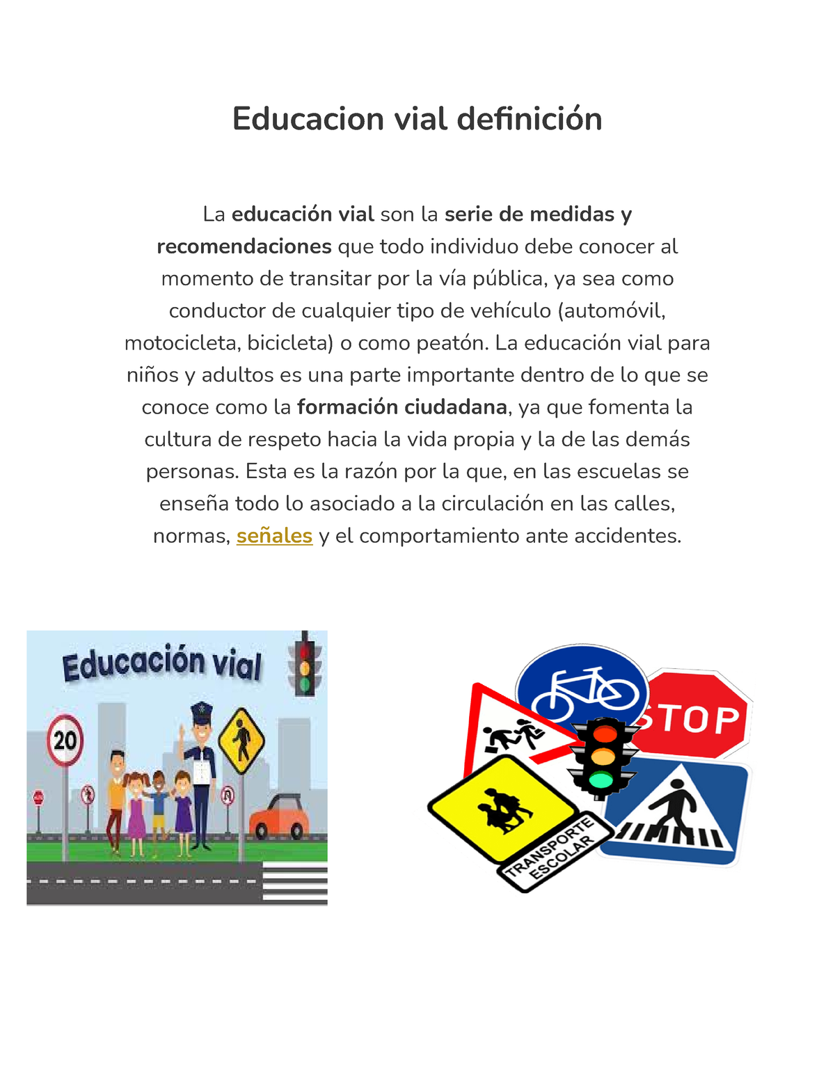 Educacion Vial Definición - Educacion Vial Definición La Educación Vial ...