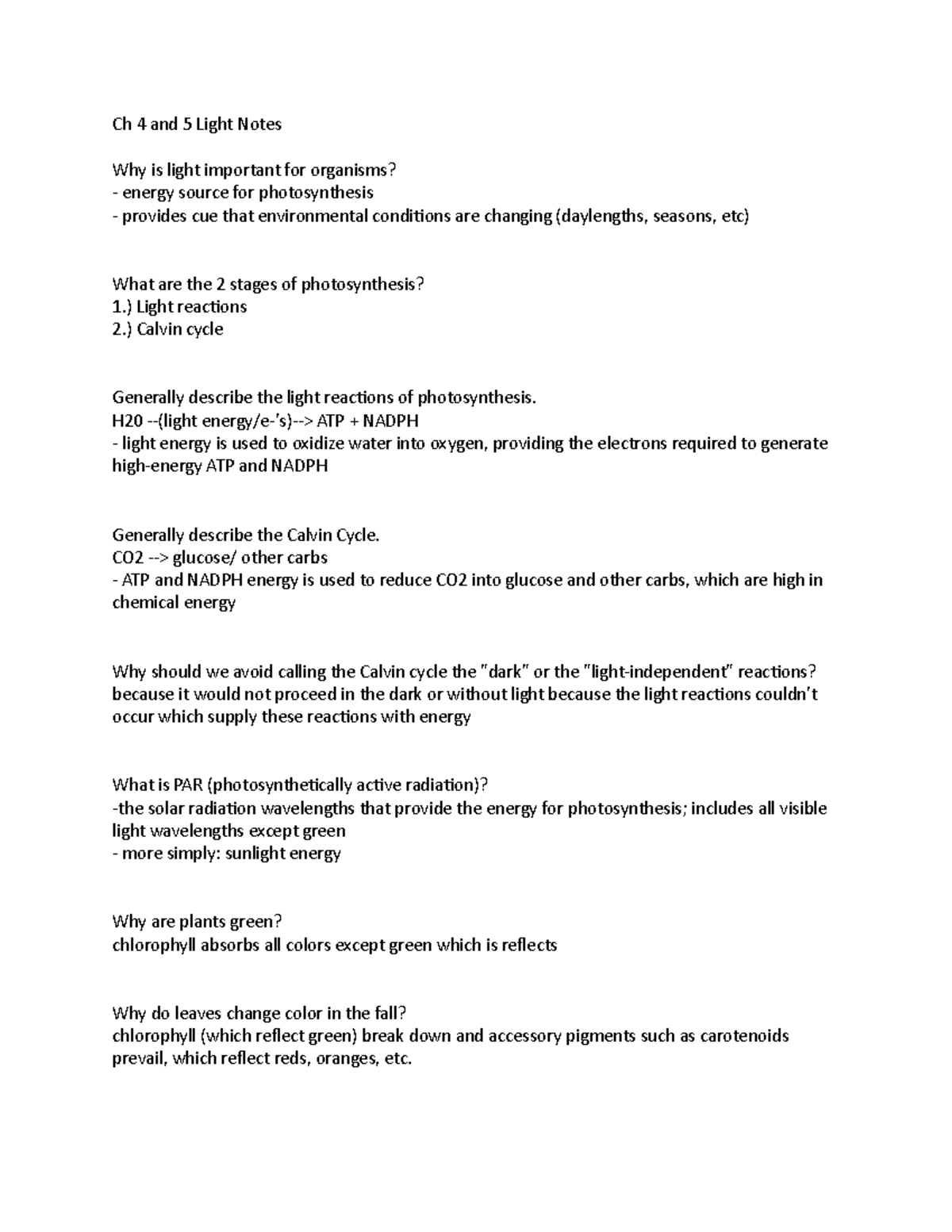 Ch 4 and 5 Light Notes Ch 4 and 5 Light Notes Why is light important