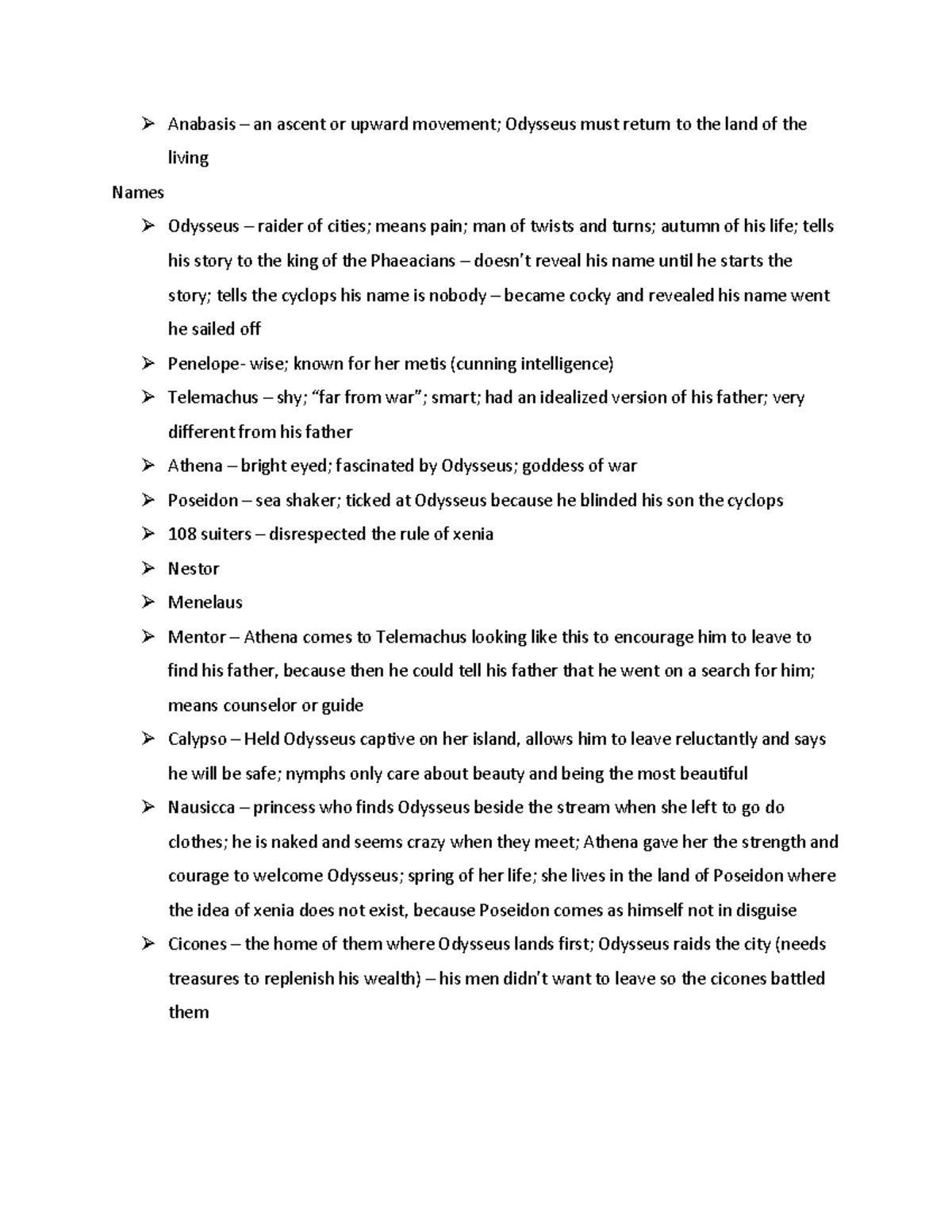 The Odyssey 2 - Lecture Notes - Anabasis – an ascent or upward movement ...