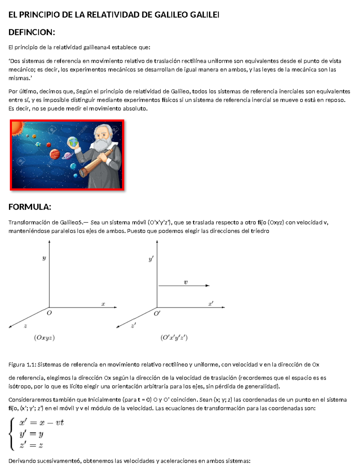 EL Principio DE LA Relatividad DE Galileo Galilei - EL PRINCIPIO DE LA ...