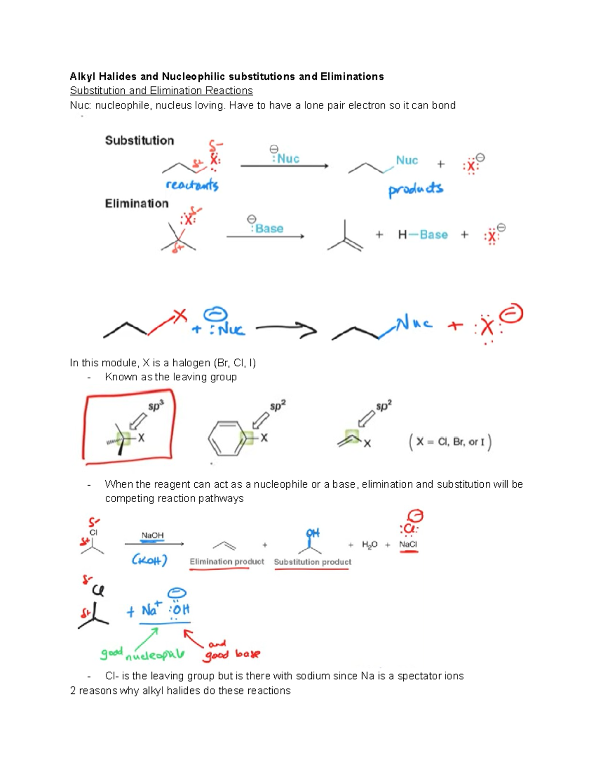 Module 5 - Organic Chem notes and extra readings - Alkyl Halides and ...