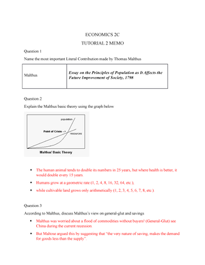 Tutorial 2 memo - Tut questions and answers - School of Economics ...