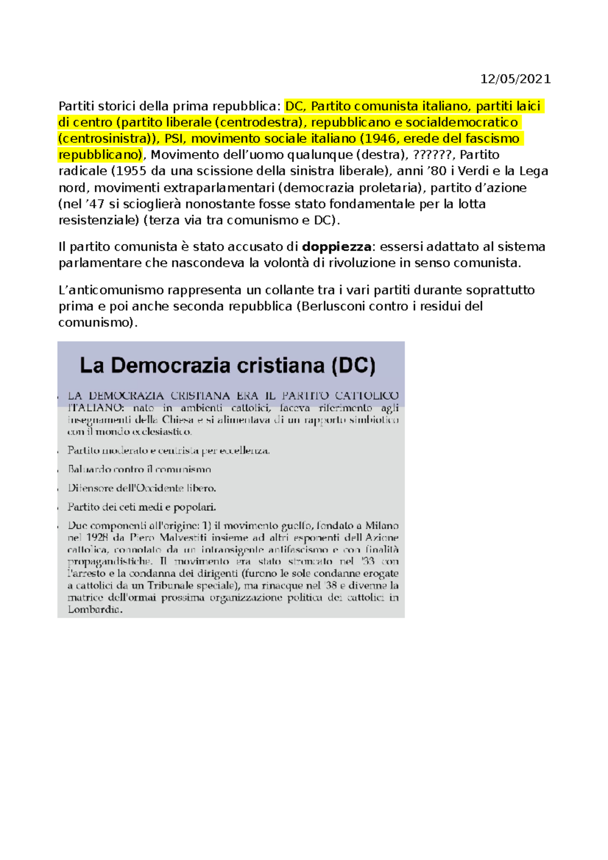 Storia contemporanea 1205 - 12/05/ Partiti storici della prima ...