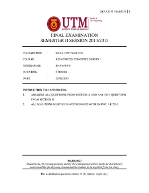 TEST 02 - UTMSPACE - TEST 2 SKAA 3352 TEST 2 SEMESTER II, SESSION 2020 ...