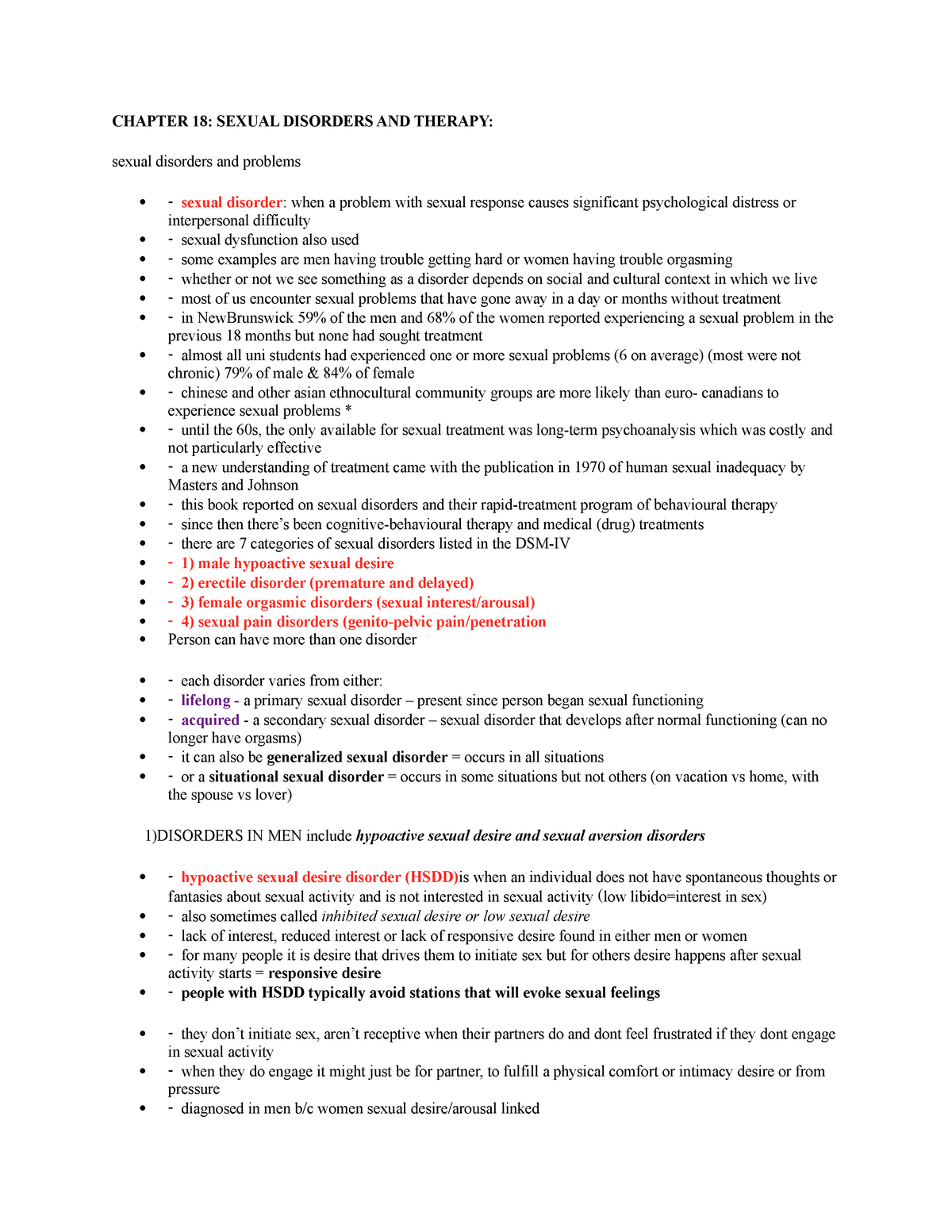 2076 Lesson 9 L9 notes CHAPTER 18 SEXUAL DISORDERS AND