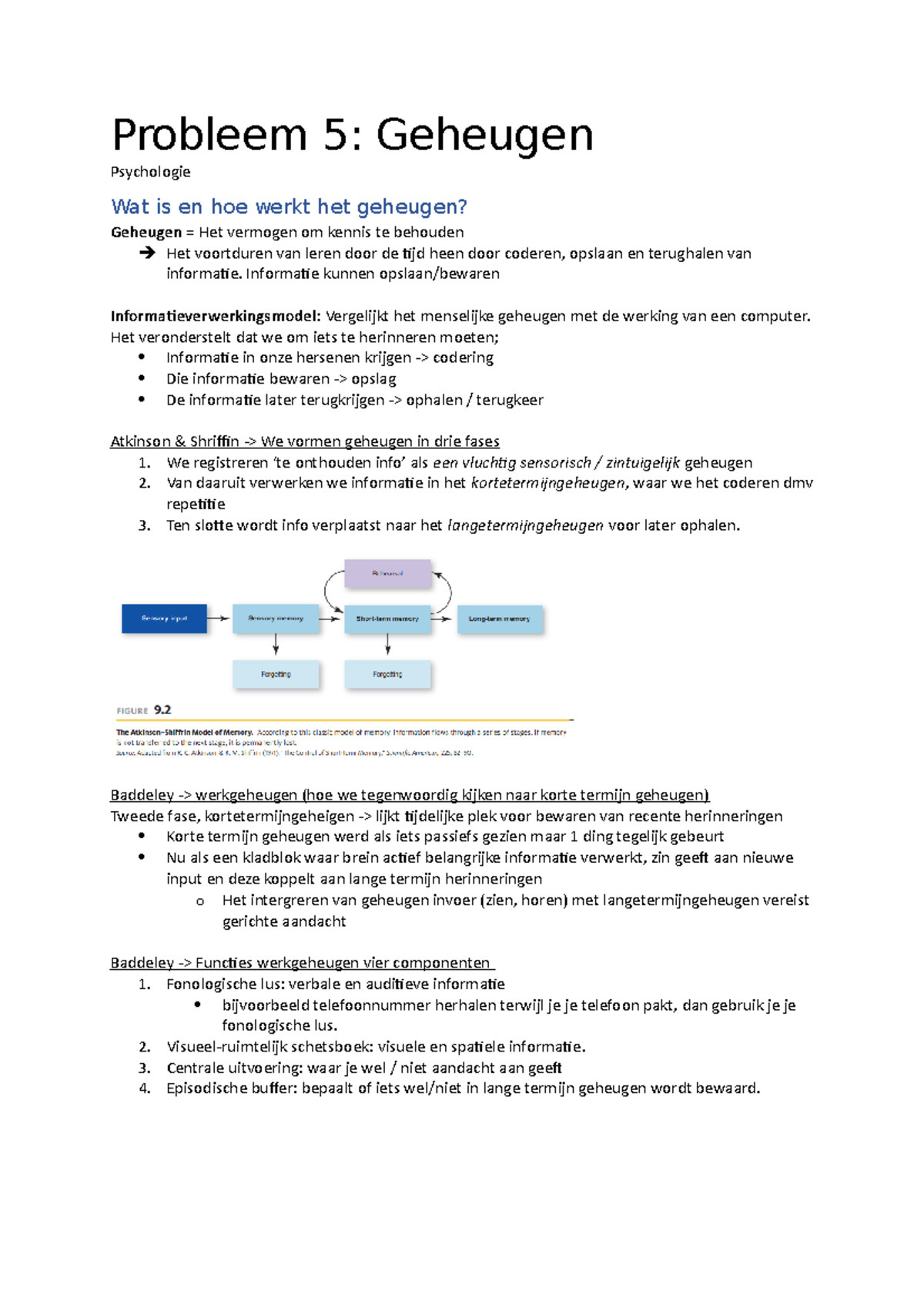 Probleem 5 - Geheugen - Probleem 5: Geheugen Psychologie Wat Is En Hoe ...