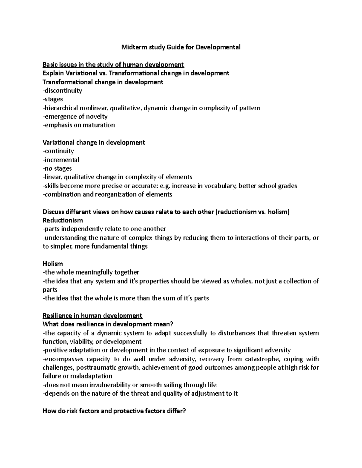 Developmental Psychology Midterm Study Guide - Midterm Study Guide For ...