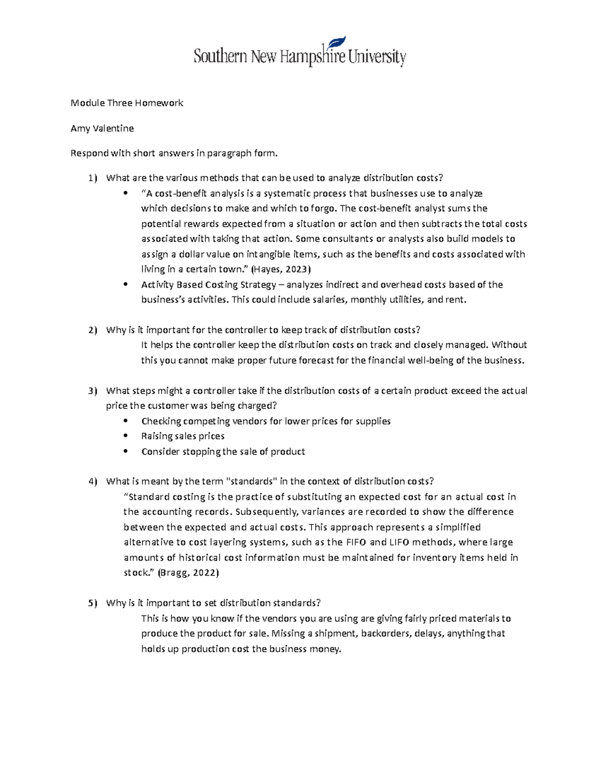 ACC 340 Module Three Homework Module Three Homework Amy Valentine