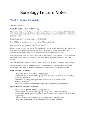 Ch. 3-5 Sociology Lecture Notes - Ch. 3-5 Sociology Lecture Notes ...
