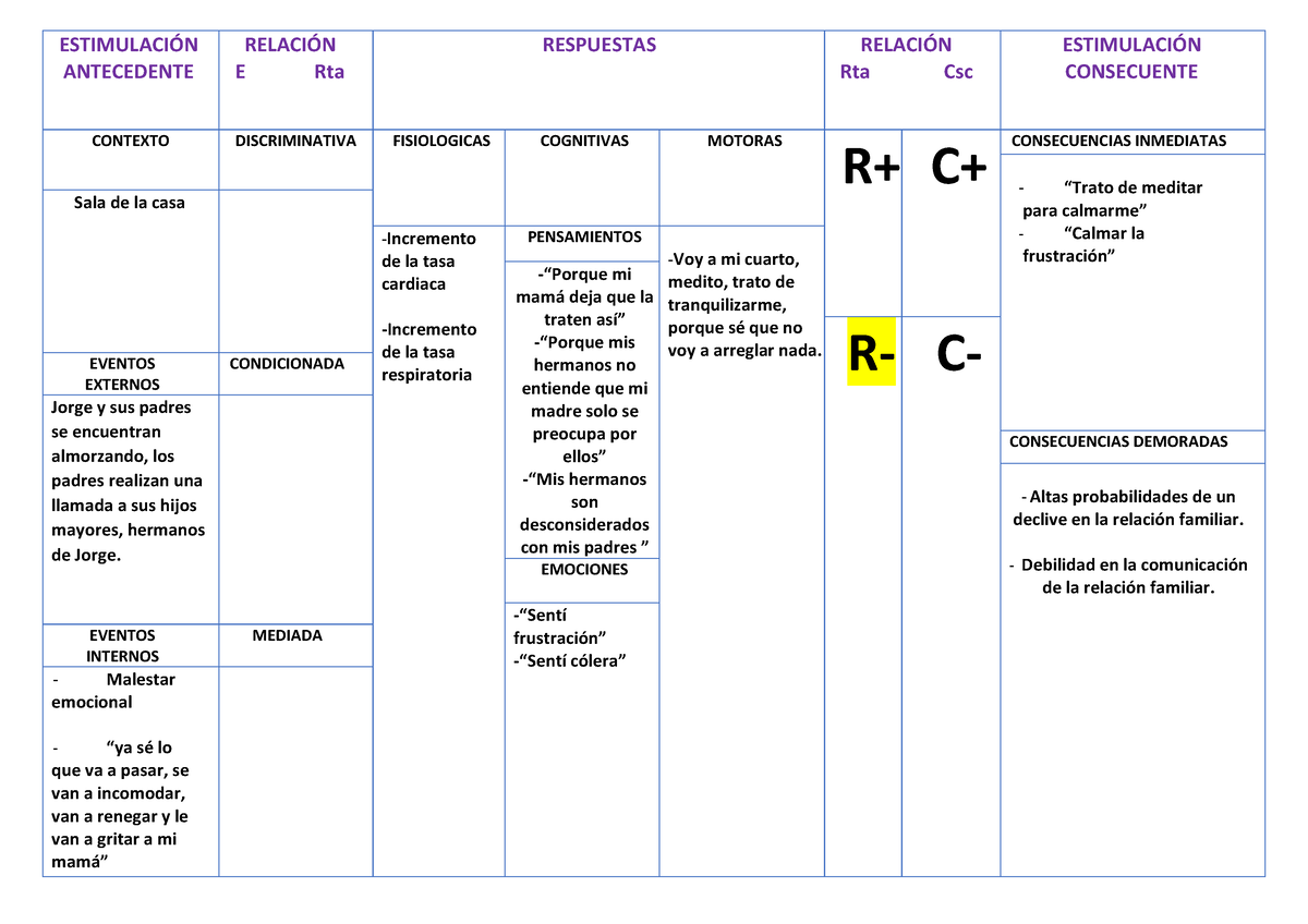 Analisis Funcional - Video - ESTIMULACI”N ANTECEDENTE RELACI”N E Rta ...