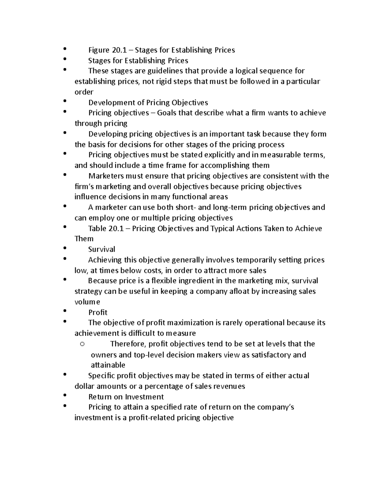 Chapter 20 notes - Figure 20 – Stages for Establishing Prices Stages ...