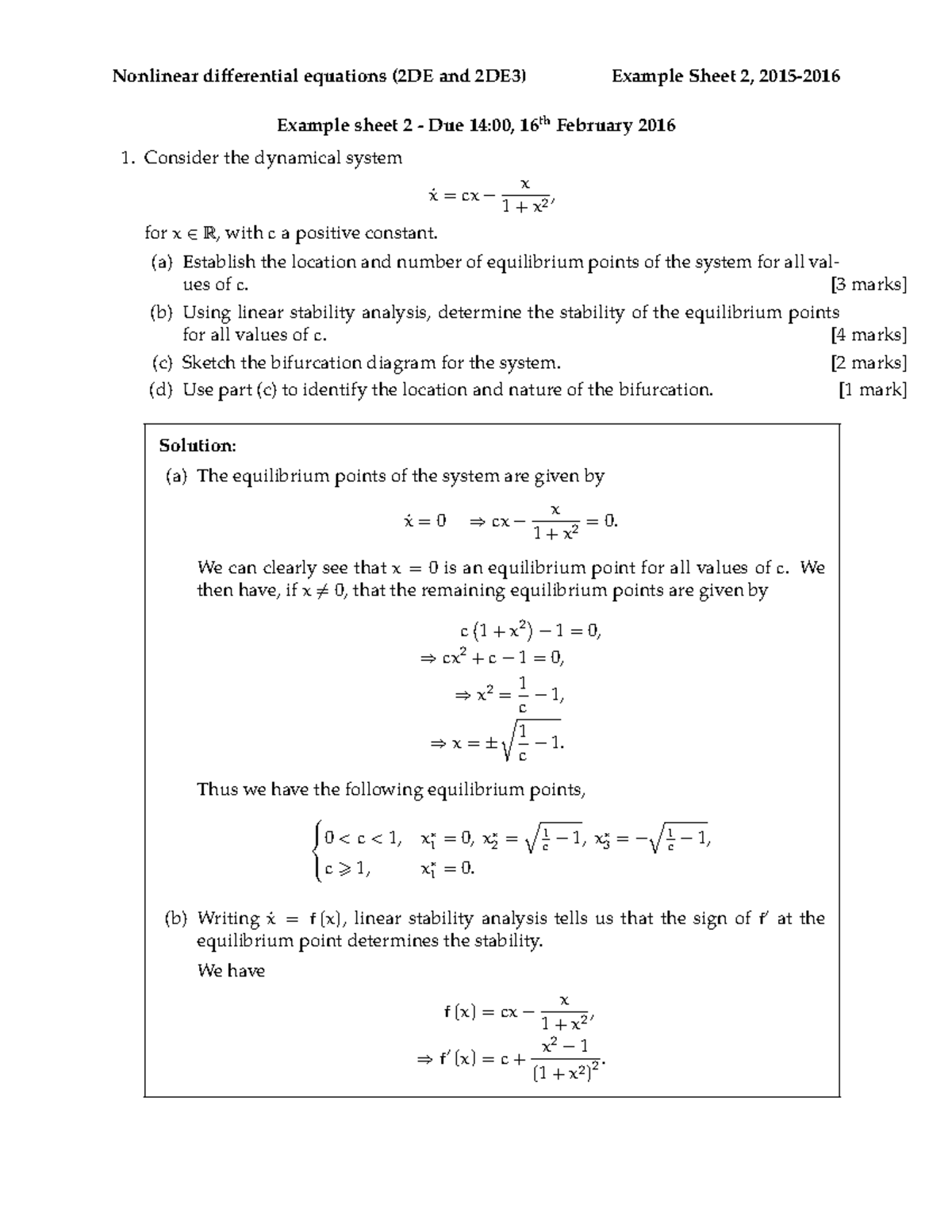 Example Sheet 02b differential equations (2DE and 2DE3