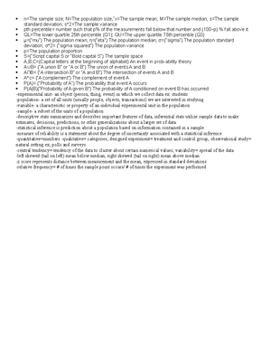 Stat Exam 1 Cheet Sheet - Statistics is the science of data ...