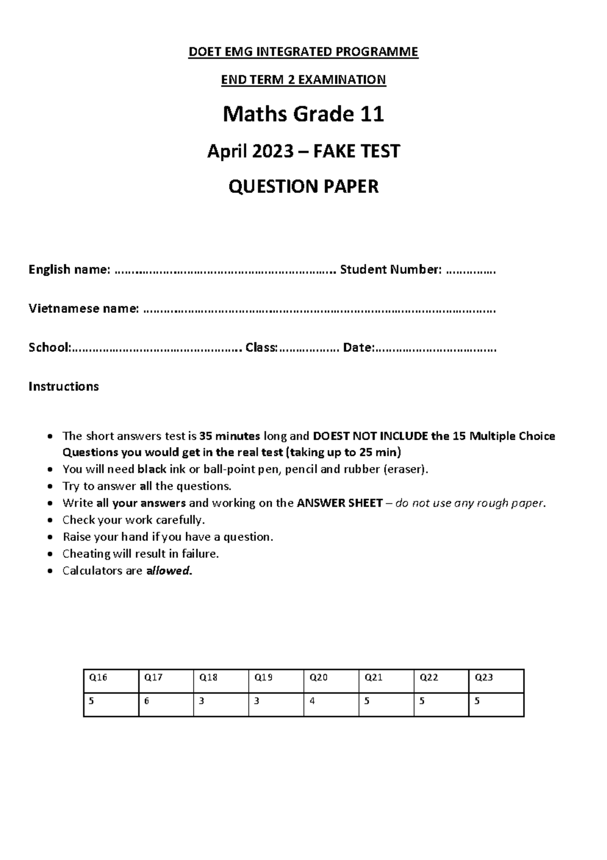 G11 Maths- FAKE TEST - Thông Tin - DOET EMG INTEGRATED PROGRAMME END ...