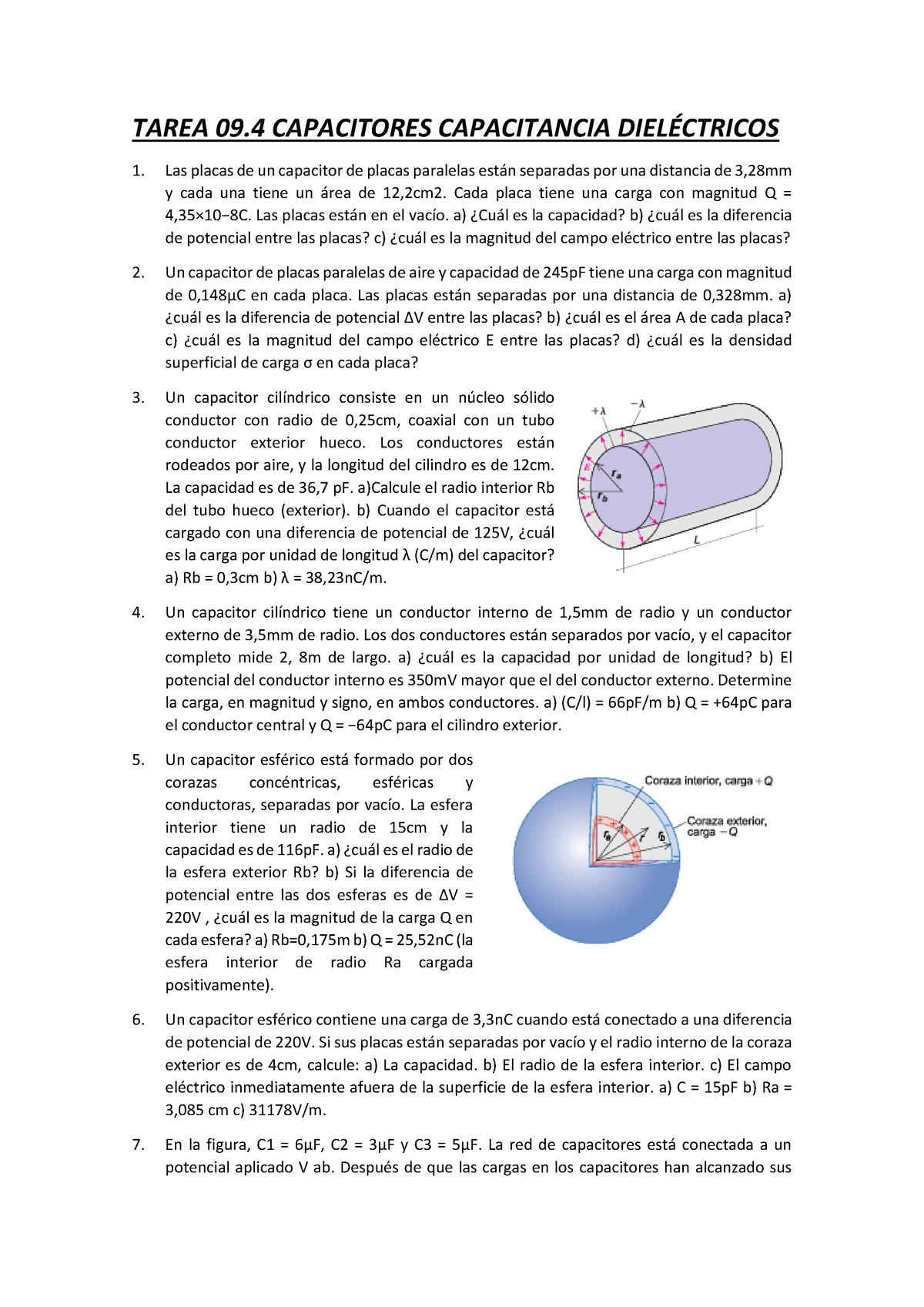 Tarea 09.4 Capacitores Capacitancia Dieléctricos - TAREA 09 CAPACITORES ...