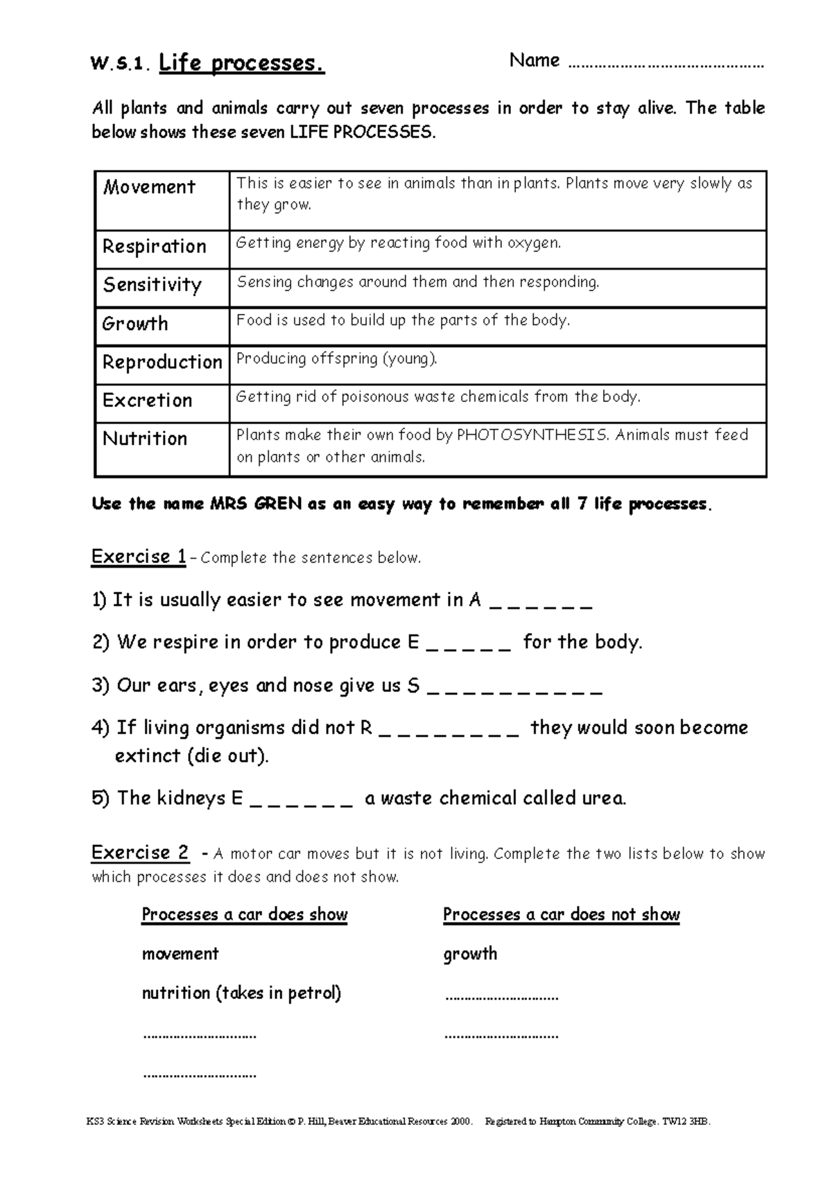 Ks3 revision booklet 5 8 - Movement This is easier to see in animals ...