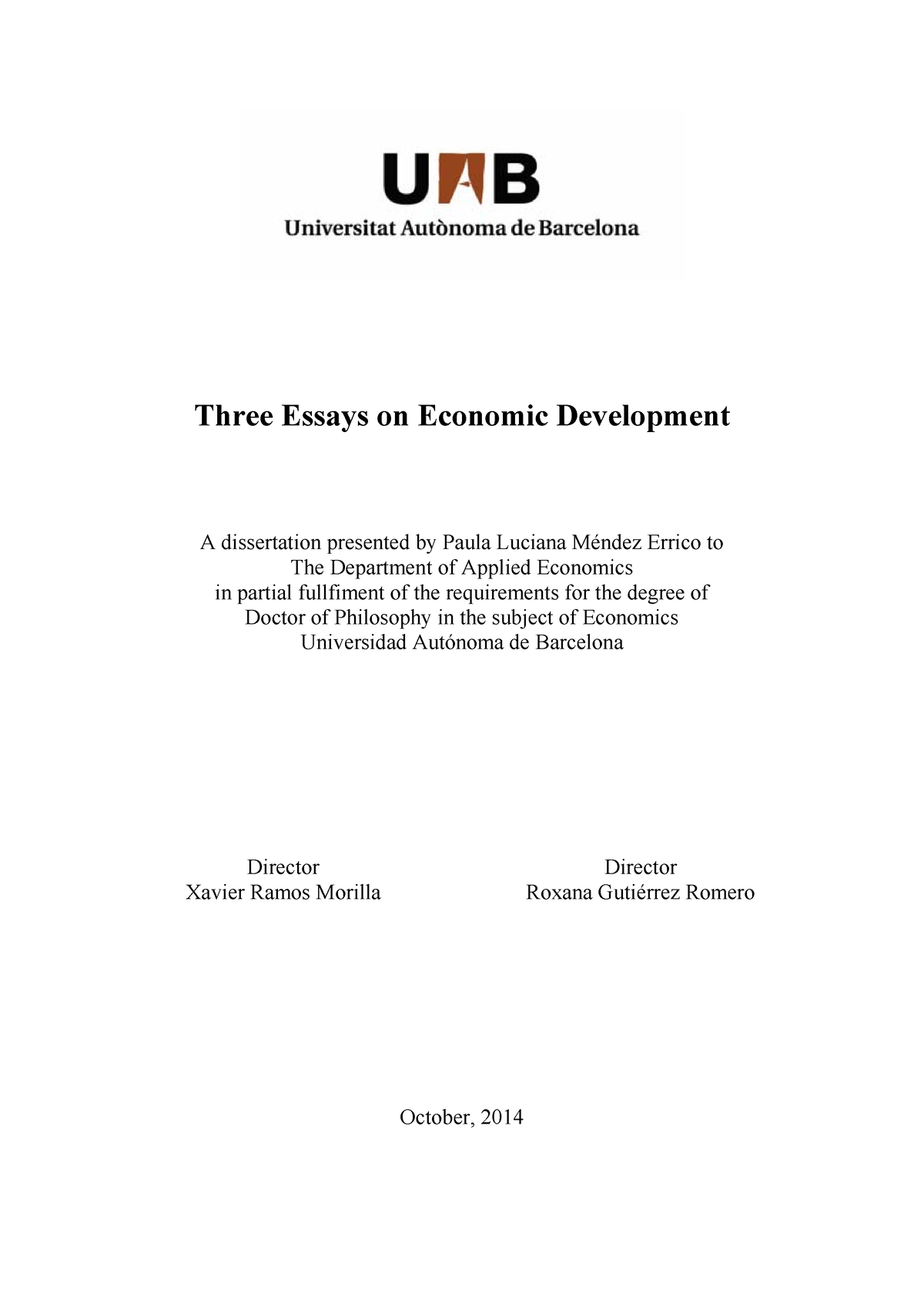 dissertation on economic history