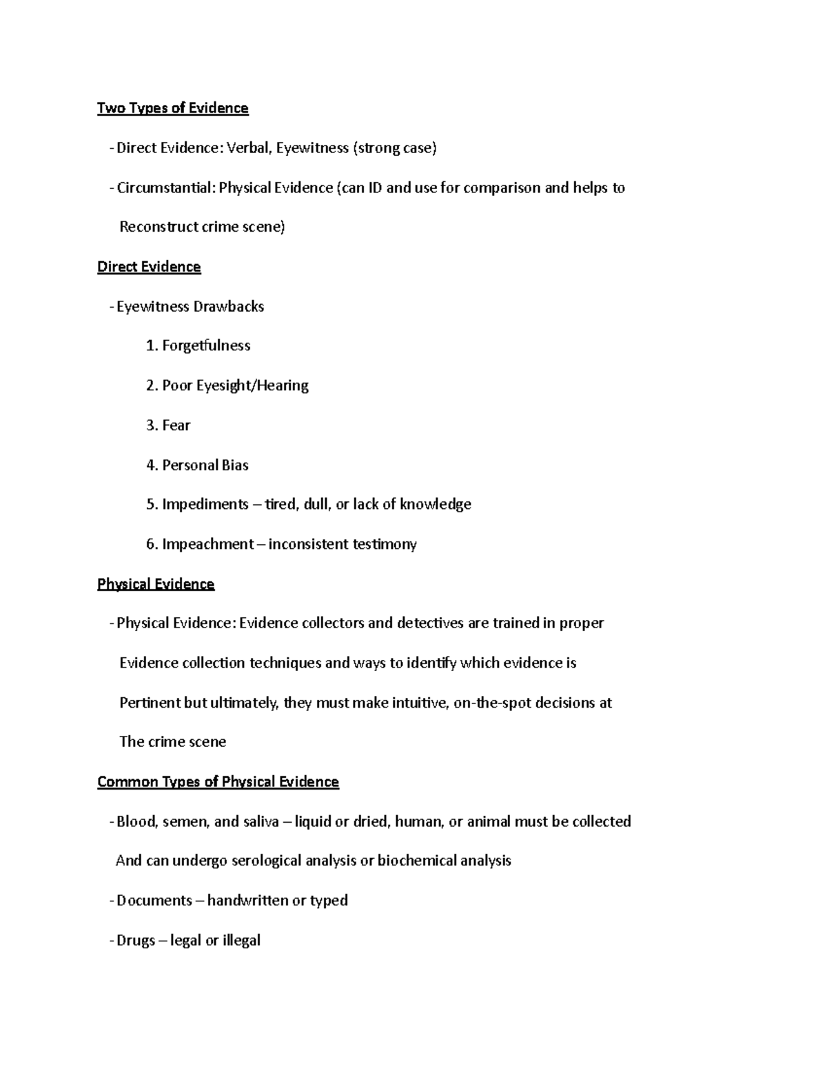 physical-evidence-lecture-notes-two-types-of-evidence-direct