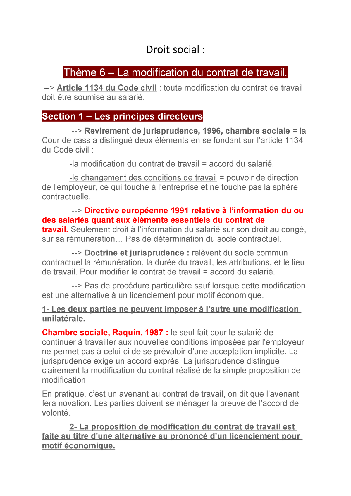 Modification du contrat code civil