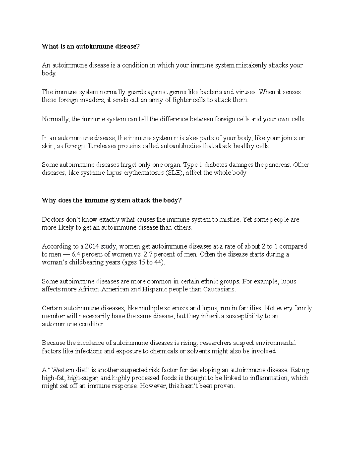 Auto Immune diseases What is an