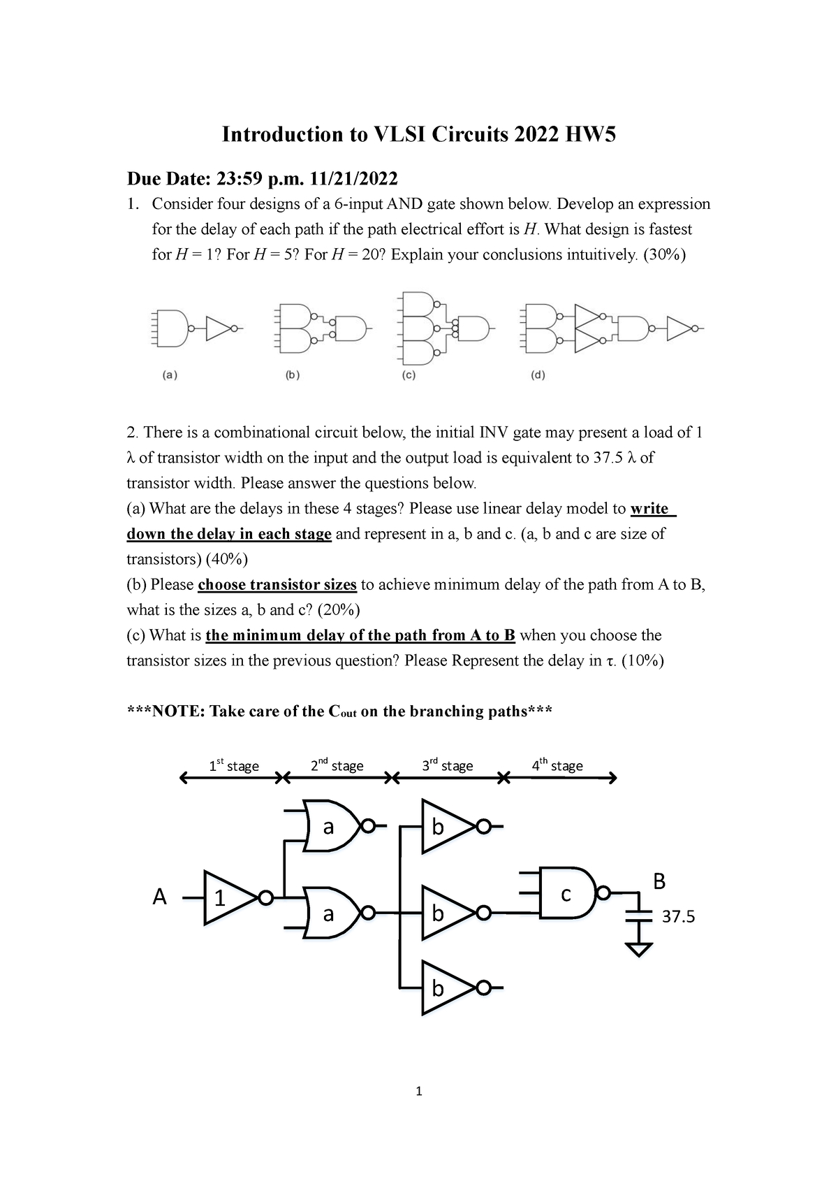 VLSI2022 HW5 - HW5 - 1 Introduction To VLSI Circuits 2022 HW 5 Due Date ...