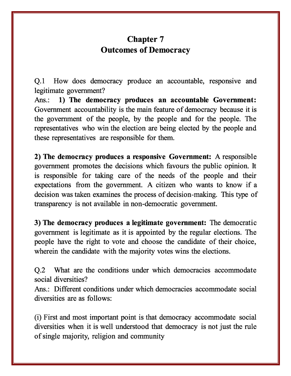 Outcomes Of Democracy - B.tech CSE - Studocu