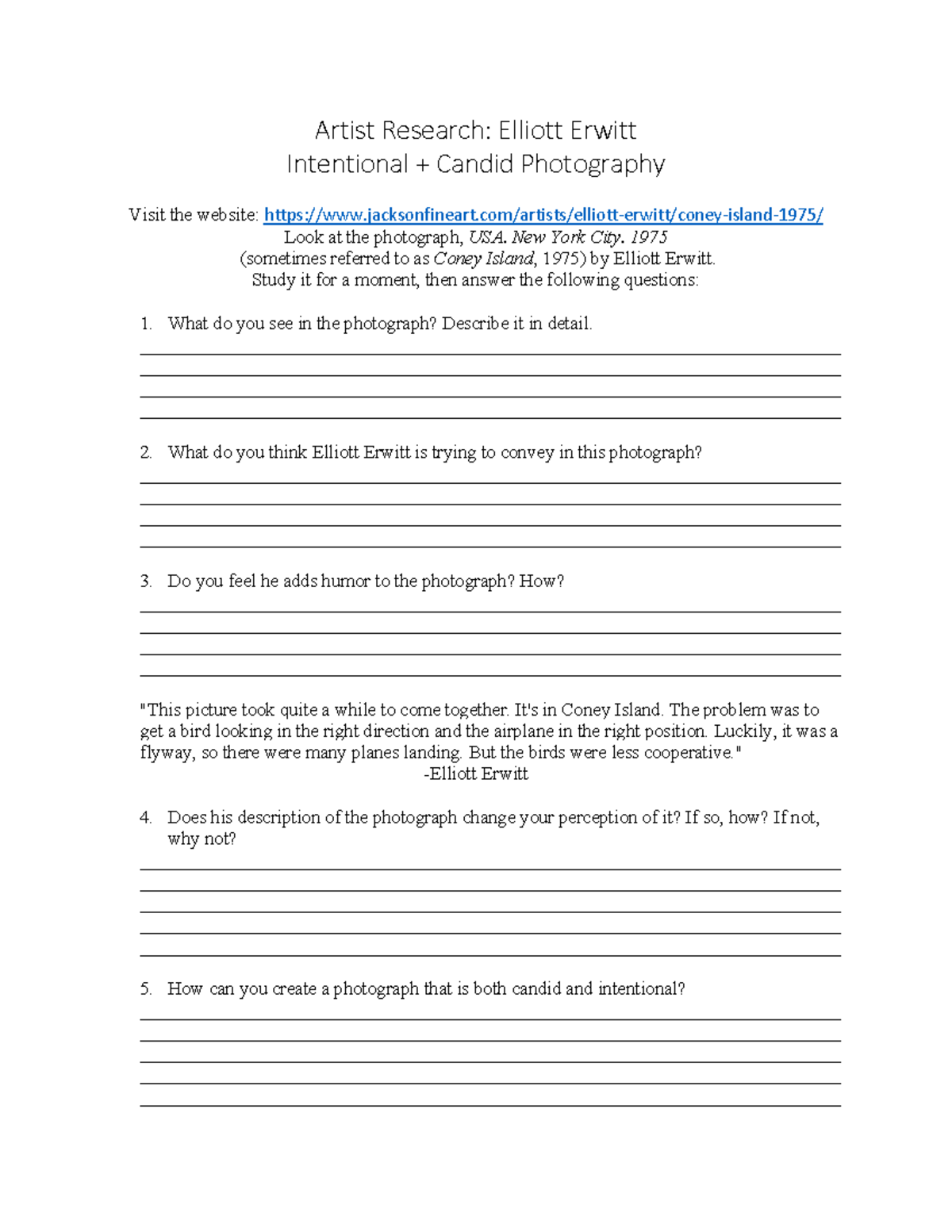 3Artist ResearchElliott Erwitt Artist Research Elliott Erwitt