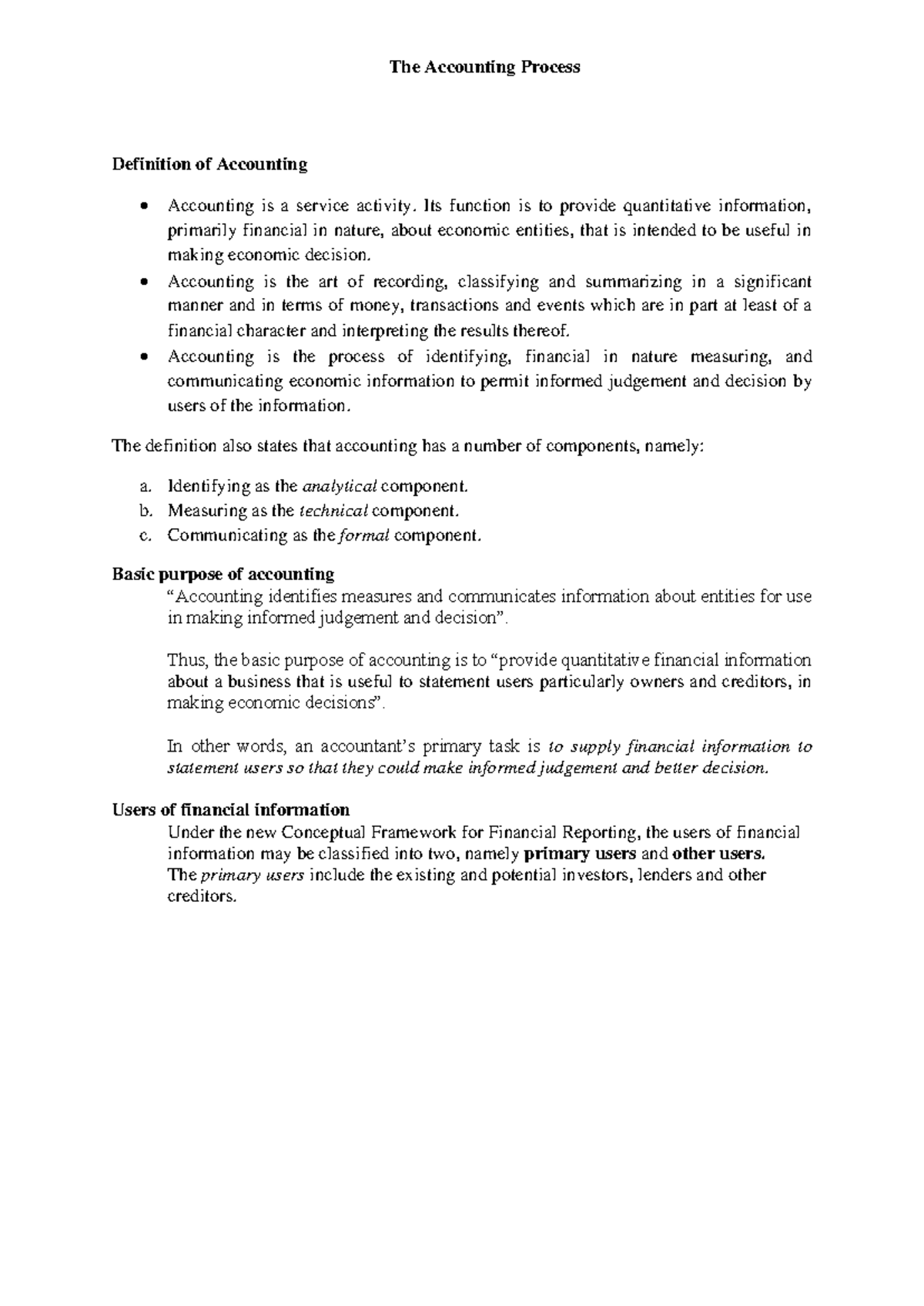 The Accounting Process - The Accounting Process Definition of ...
