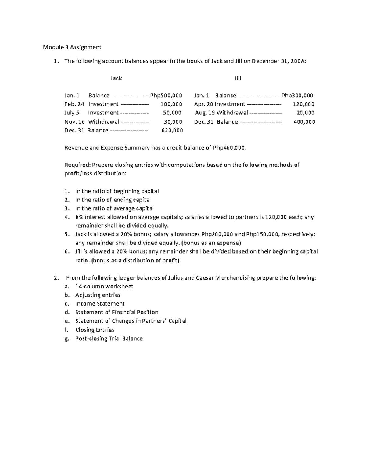 Partnership and Corporation Module-3-Assignment - Module 3 Assignment ...