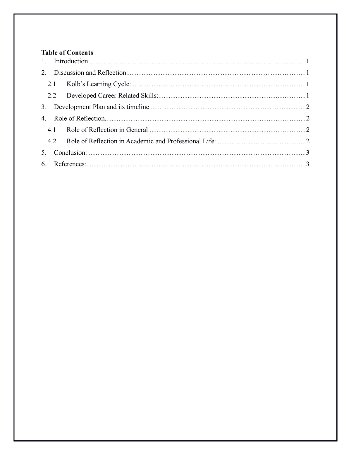 Development plan - Table of Contents - Studocu