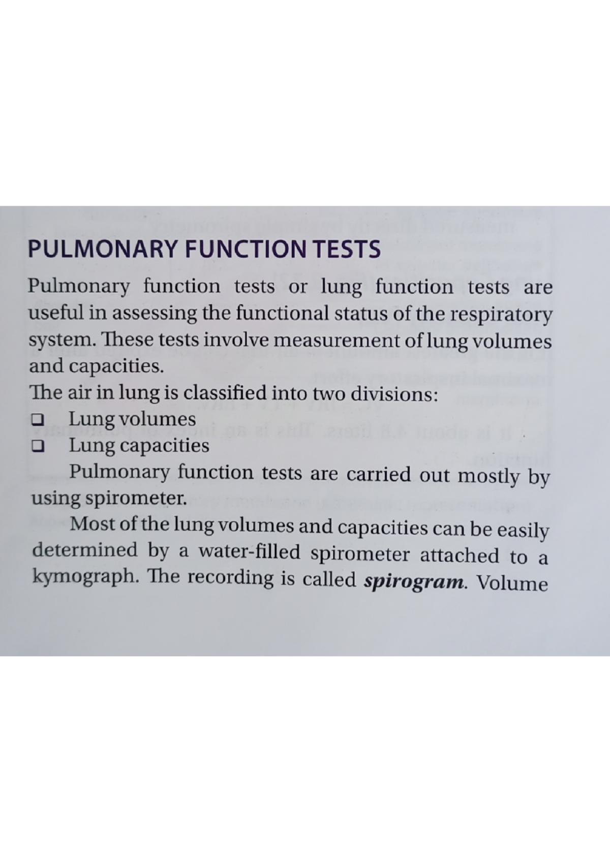 Pulmonary Function Tests - Bsc Nursing - Studocu