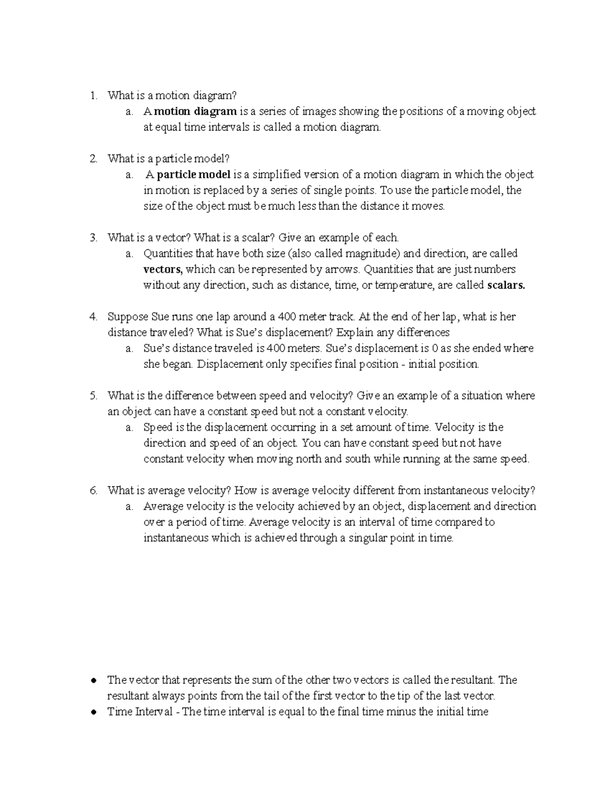 Chapter 2 Representing Motion What Is A Motion Diagram A A Motion