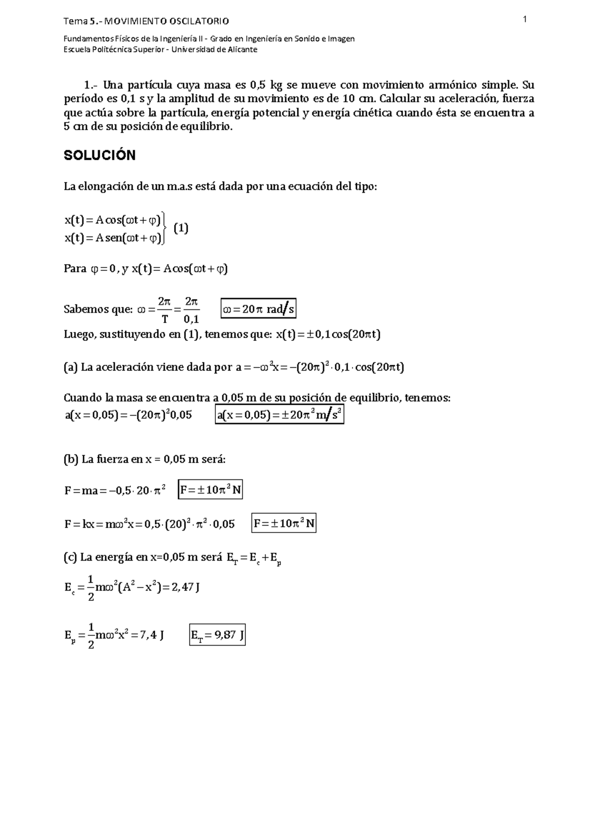 Ejercicios Del Tema 5 - Tema 5. -­‐ MOVIMIENTO OSCILATORIO Fundamentos ...