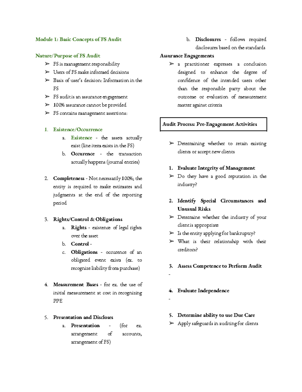 Audprobs - Notes 1 - Module 1: Basic Concepts of FS Audit Nature ...