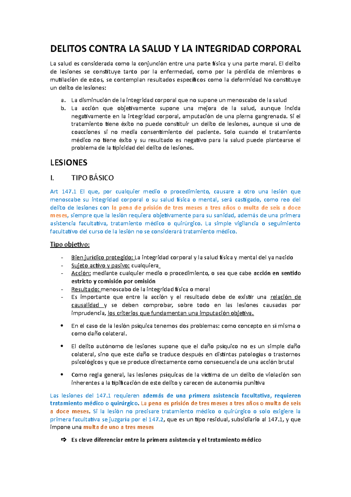 4. Salud E Integridad Corporal. Lesiones - DELITOS CONTRA LA SALUD Y LA ...