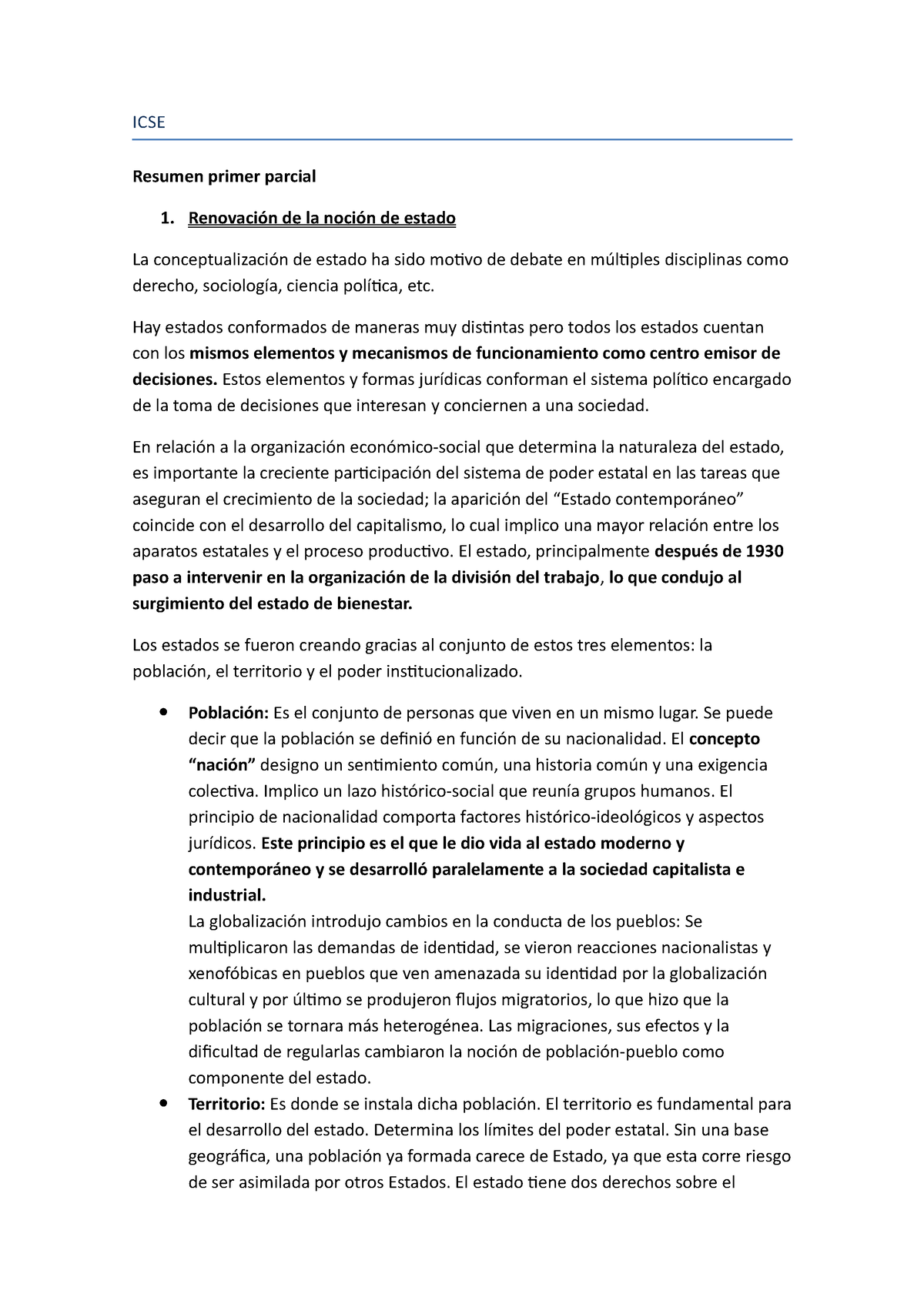 ICSE Resumen Parcial - Sociedad Y Estado - ICSE Resumen Primer Parcial ...