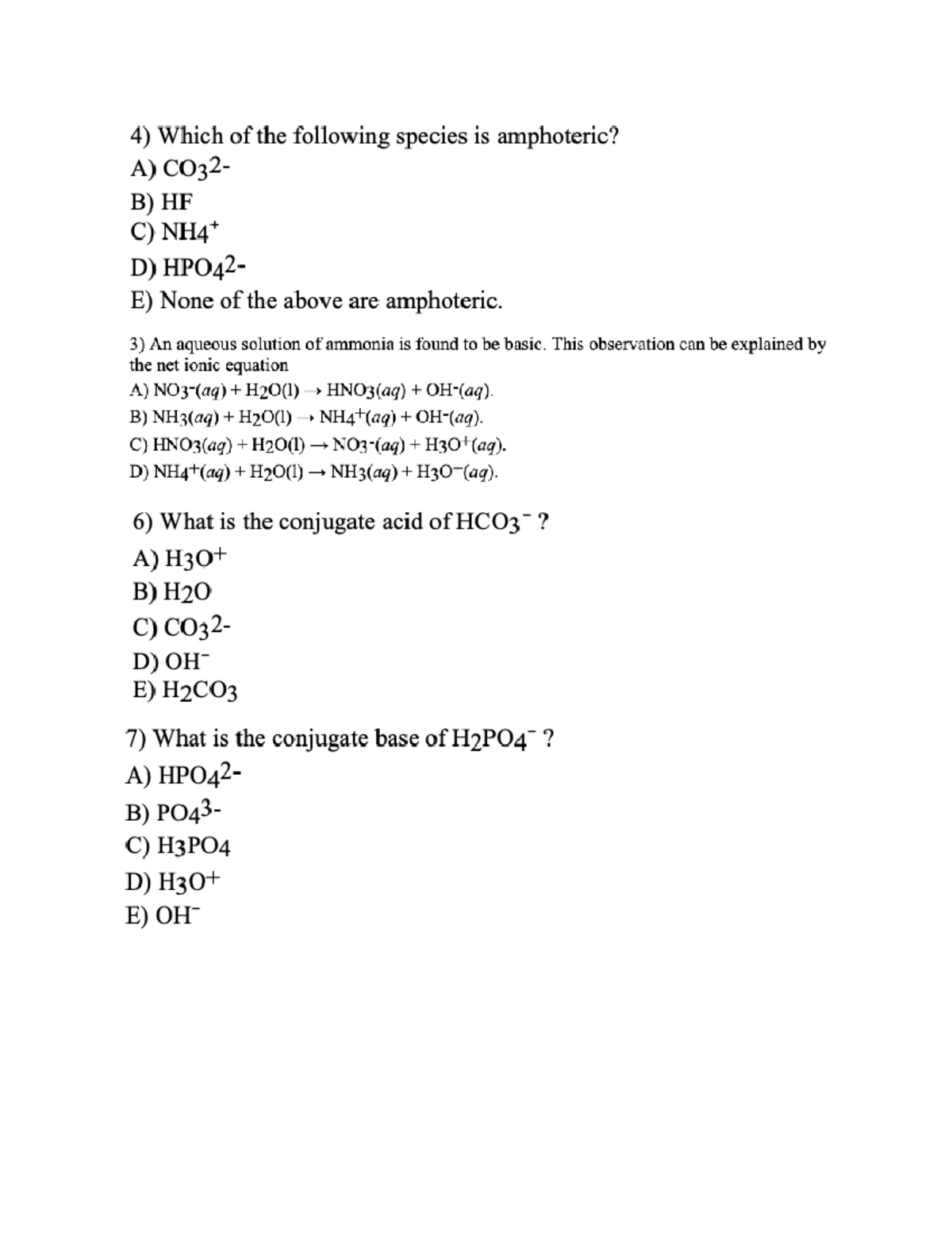 Ch16 ch17 mc acid base Multiple choice questions covering acidbase