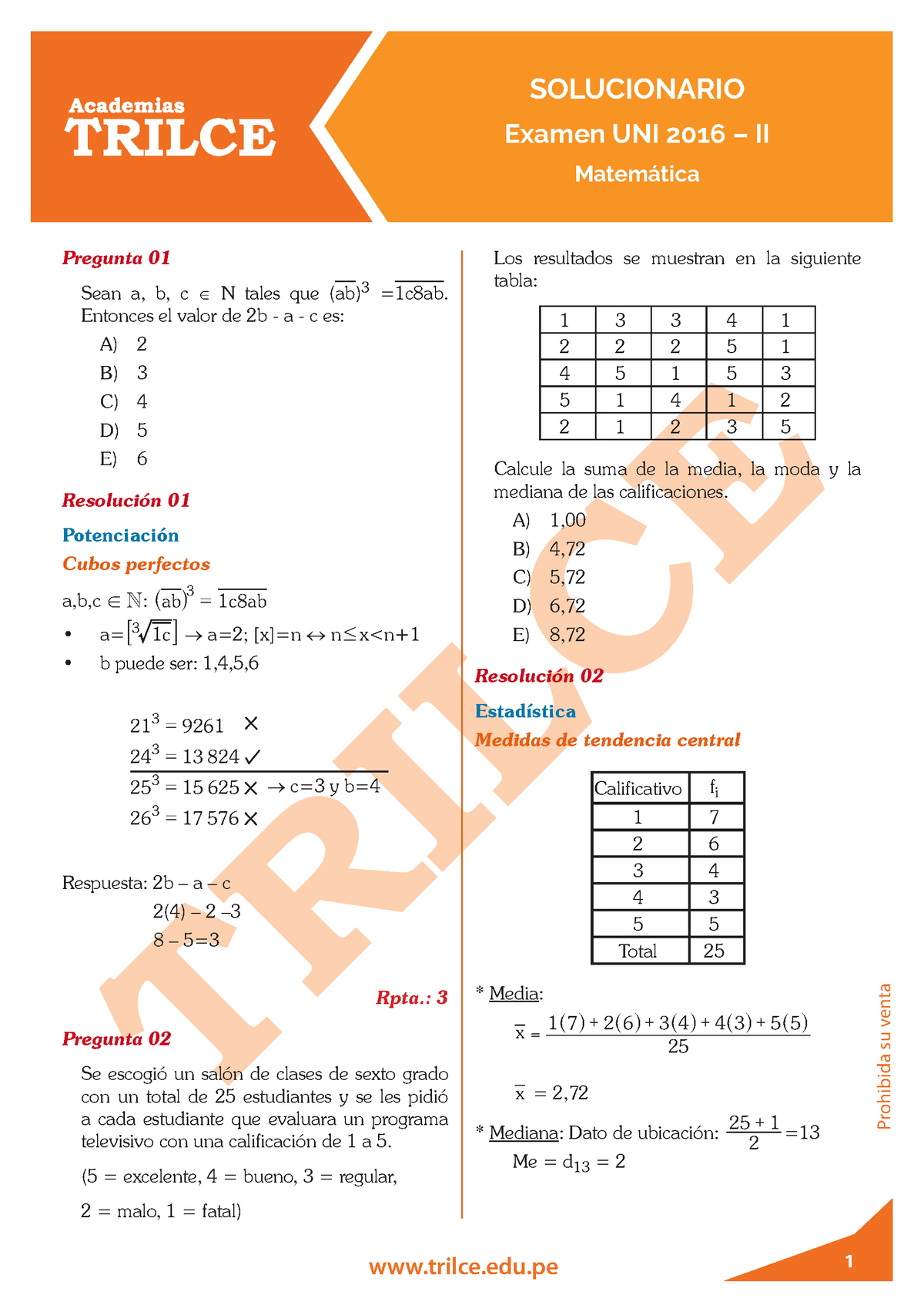 Uni 2016 Ii Matematica Solucionario - Examen UNI 2016 – II Matemática ...