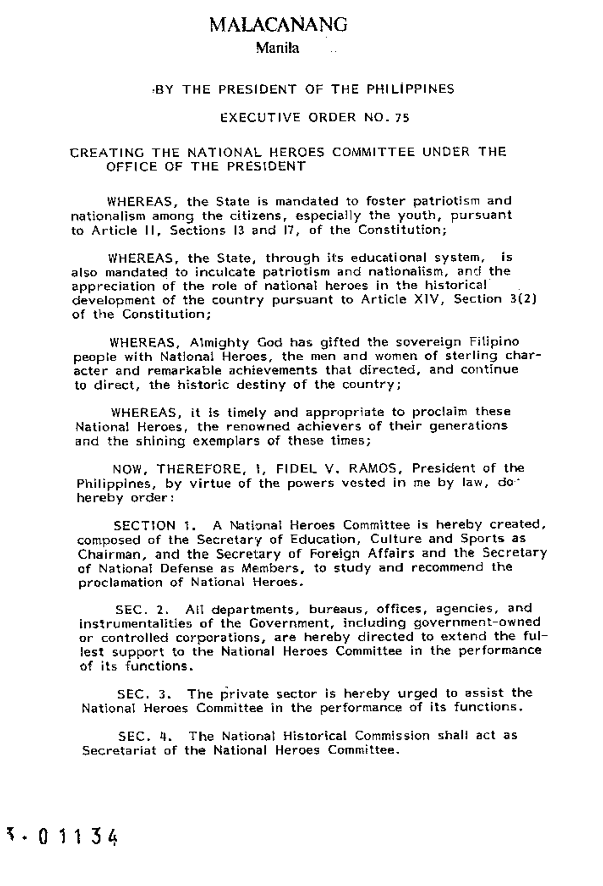 EO+75%2C+1993 - N/a - MALACANANG ManiJa ,BY THE PRESIDENT OF THE ...