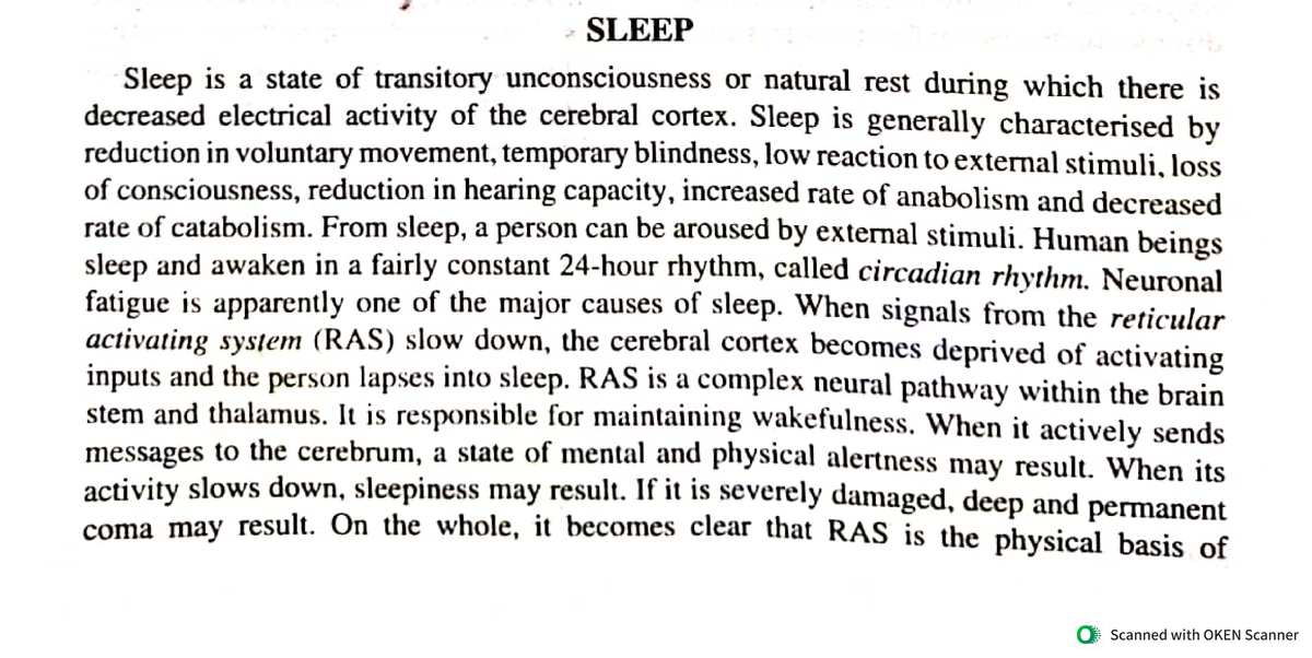 Sleep , Stages or types of sleep (NREM sleep, REM sleep) ,significance ...