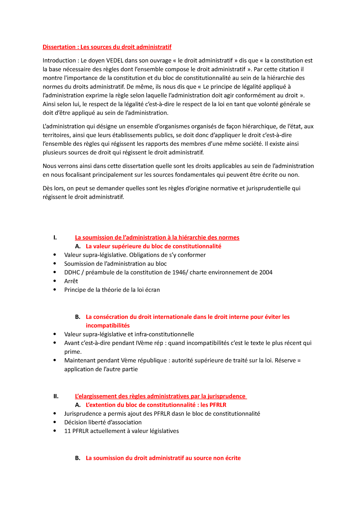 les sources du droit administratif dissertation