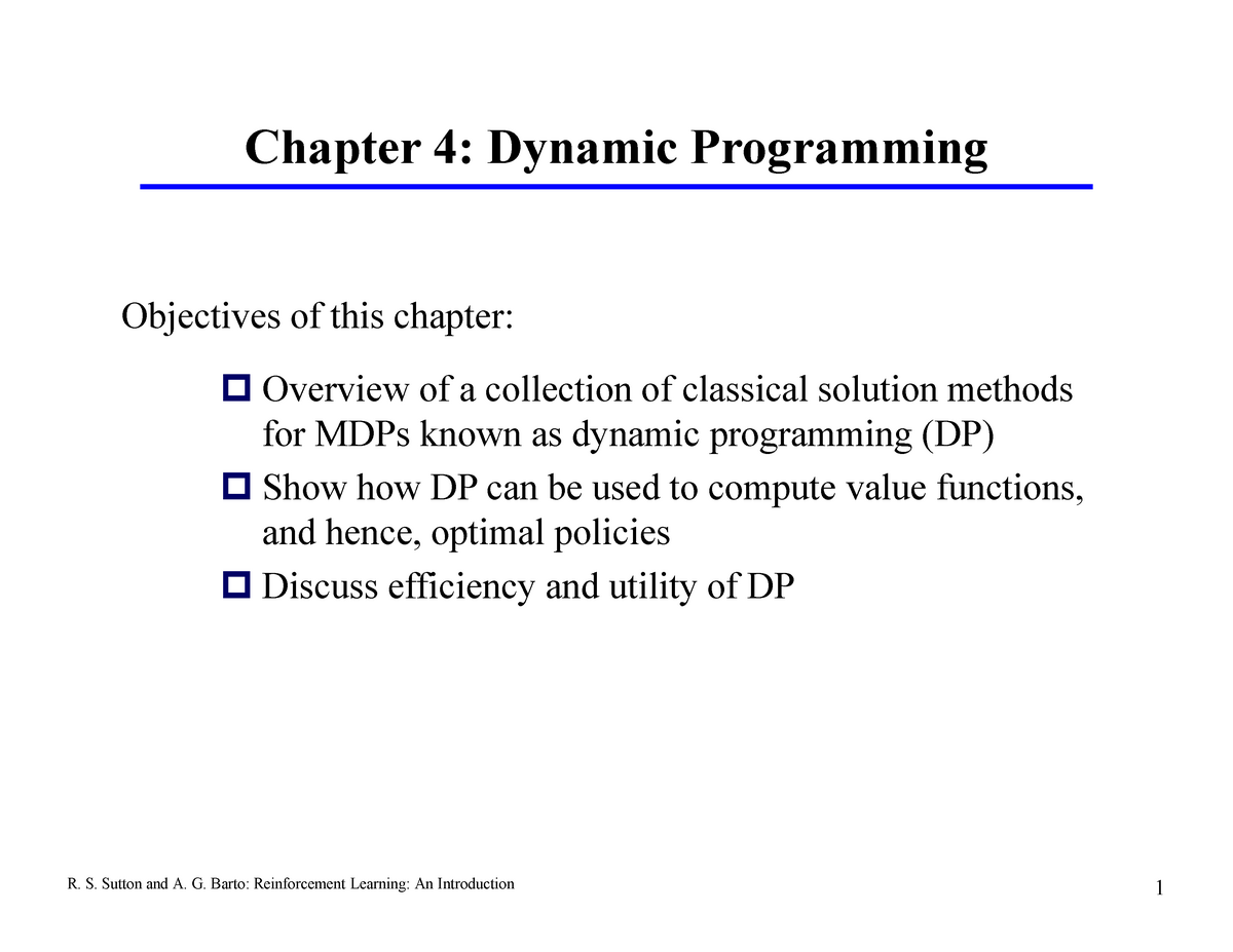 Solution methods. Dynamic Programming.