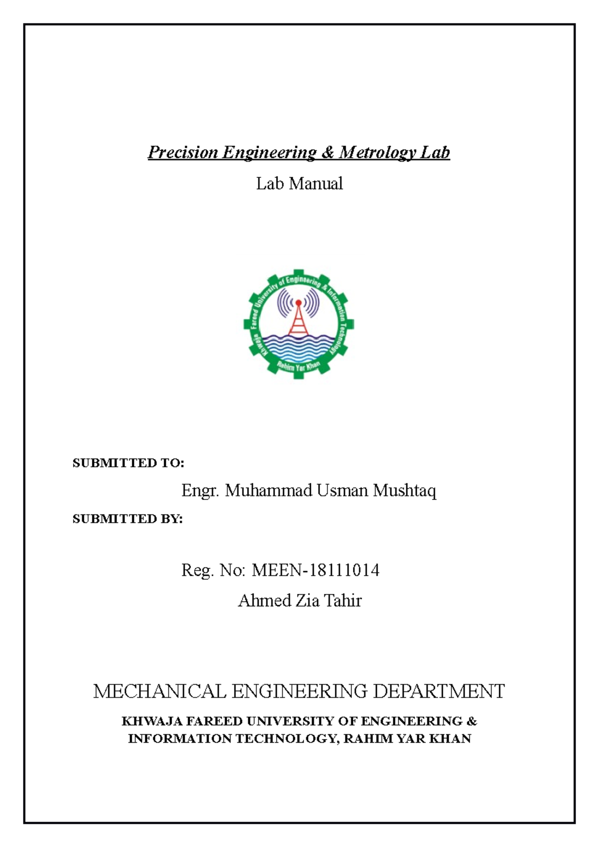 Solved Manual for Precision Engineering - KFUEIT - Studocu