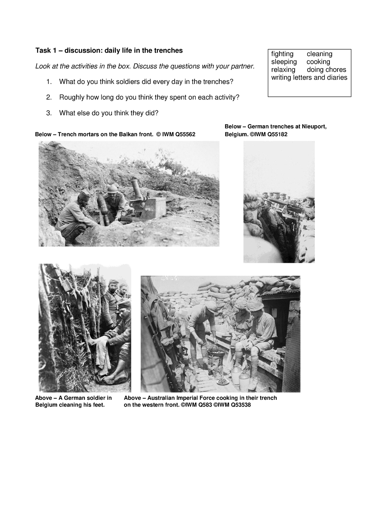 a-day-in-the-trenches-student-worksheet-mod-task-1-discussion-daily-life-in-the-trenches