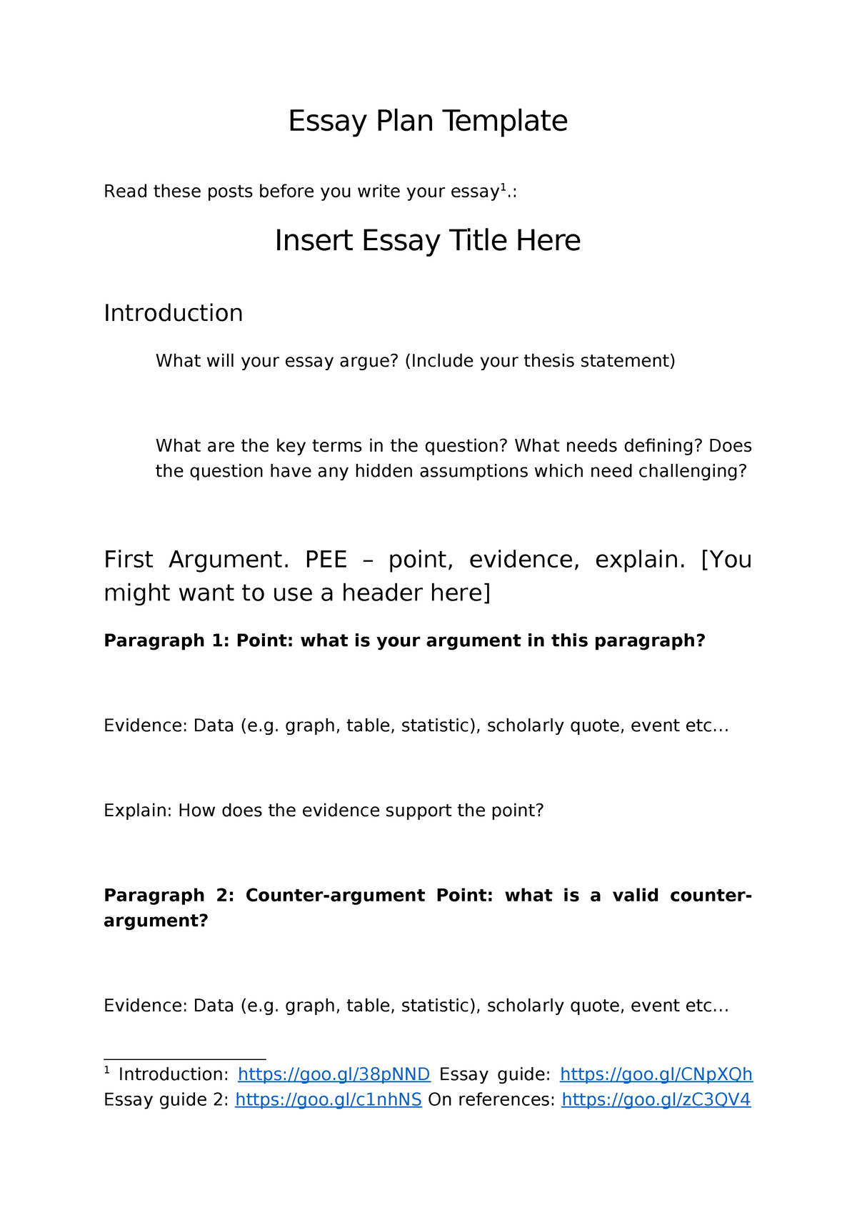 Essay Template A4 - Essay Plan Template Read these posts before you ...