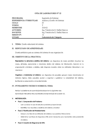 GUIA LAB 13 - EXAMEN - DE INGENIERIA DE SISTEMAS GUÍA DE LABORATORIO ...