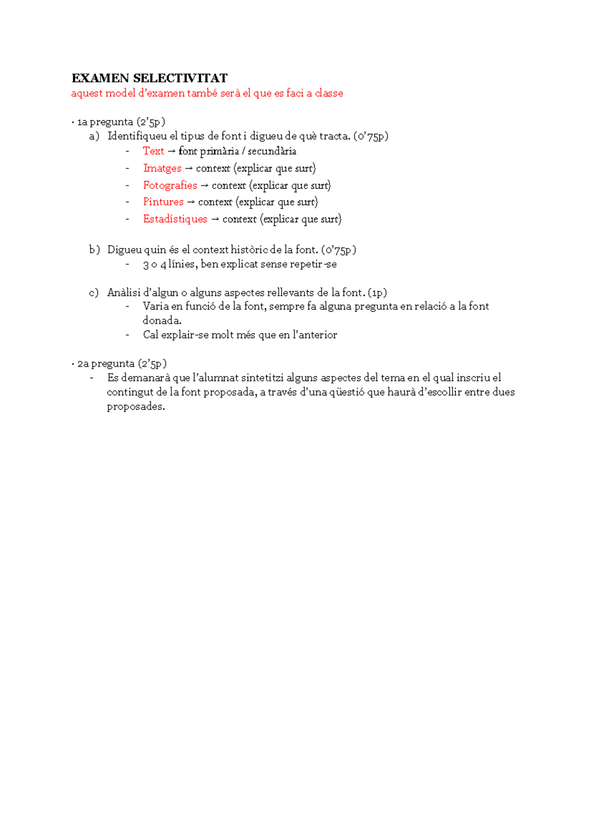 Examen selectivitat - .............. - EXAMEN SELECTIVITAT aquest model ...
