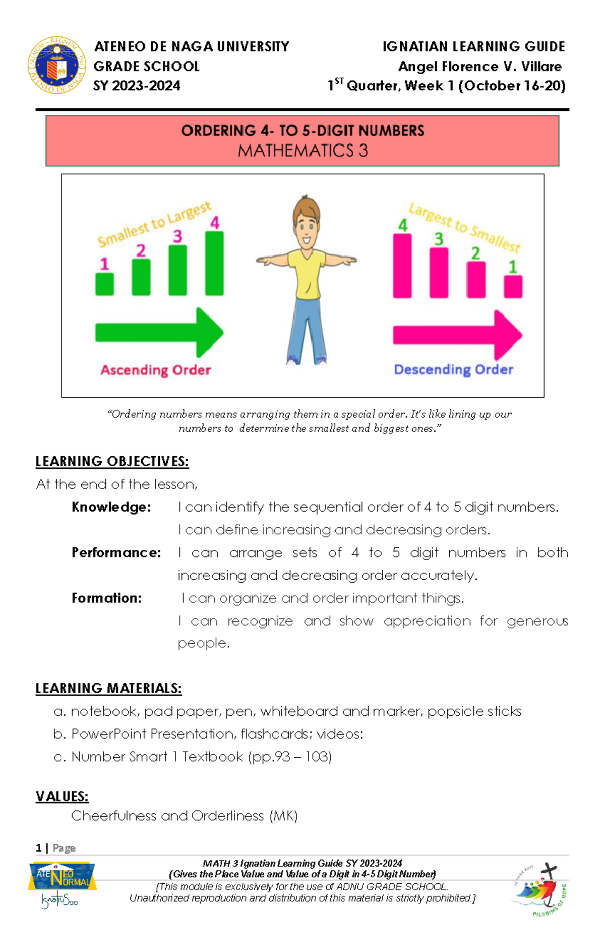 Angel Florence V. Villare - Mathematics 3 Lesson Plan - ATENEO DE NAGA ...