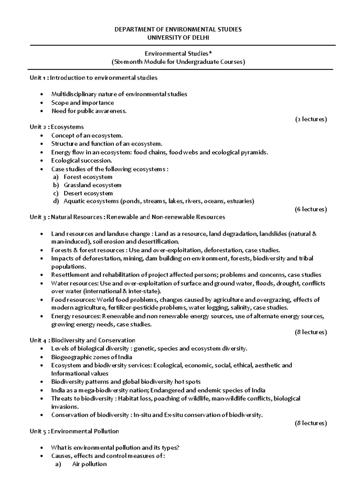 24072014 Envt Studies Syallabus - DEPARTMENT OF ENVIRONMENTAL STUDIES ...